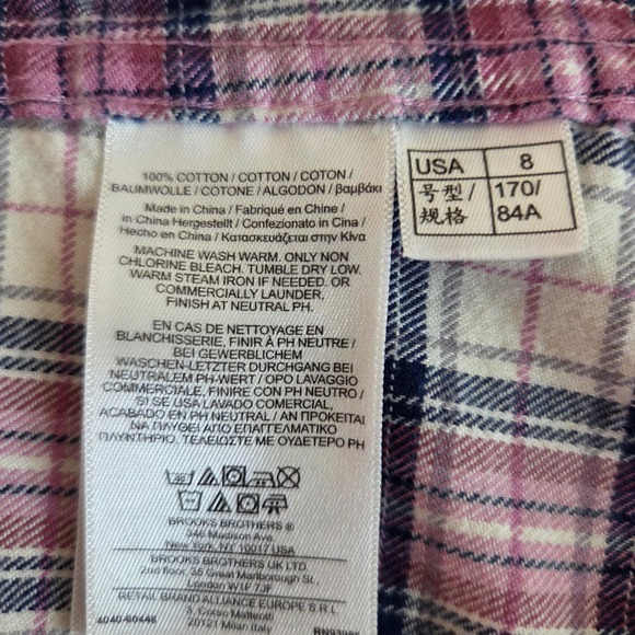 Brooks Brothers Pink Plaid Flannel Button Down Shirt 100% Cotton Preppy Size 8 - Picture 6 of 6